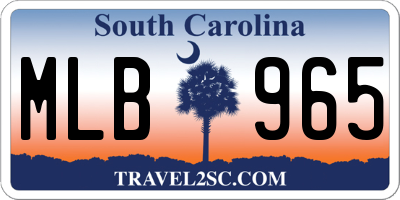 SC license plate MLB965