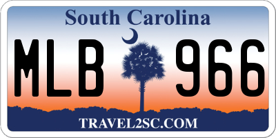 SC license plate MLB966
