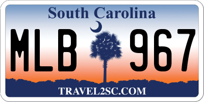 SC license plate MLB967