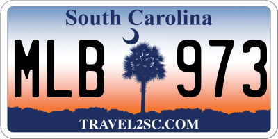 SC license plate MLB973
