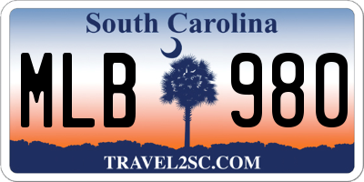 SC license plate MLB980
