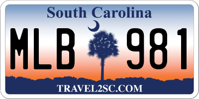 SC license plate MLB981