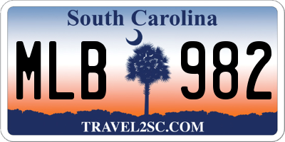 SC license plate MLB982