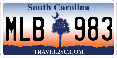 SC license plate MLB983
