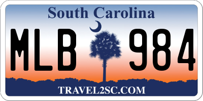 SC license plate MLB984