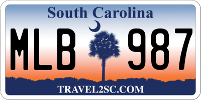 SC license plate MLB987