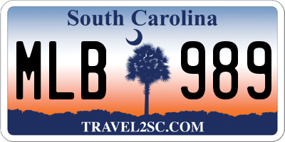 SC license plate MLB989