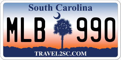 SC license plate MLB990