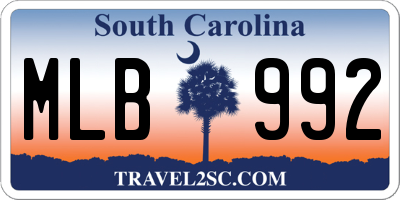 SC license plate MLB992