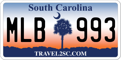 SC license plate MLB993