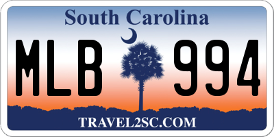 SC license plate MLB994
