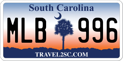 SC license plate MLB996