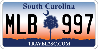 SC license plate MLB997