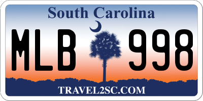 SC license plate MLB998