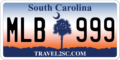 SC license plate MLB999