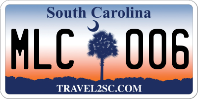 SC license plate MLC006