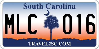 SC license plate MLC016