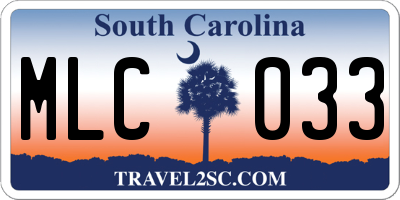 SC license plate MLC033