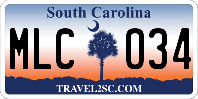 SC license plate MLC034