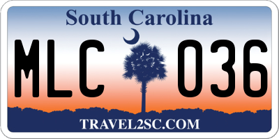 SC license plate MLC036