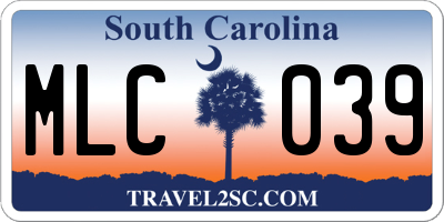 SC license plate MLC039