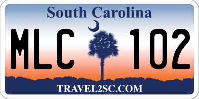 SC license plate MLC102