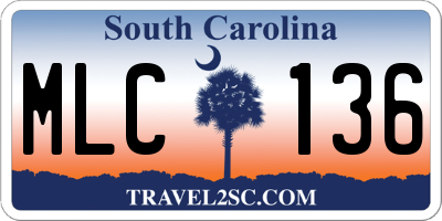 SC license plate MLC136