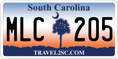 SC license plate MLC205