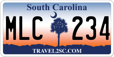 SC license plate MLC234