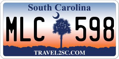 SC license plate MLC598