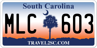 SC license plate MLC603