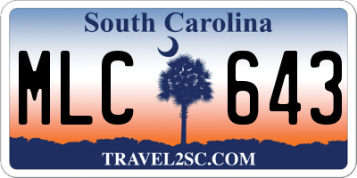 SC license plate MLC643