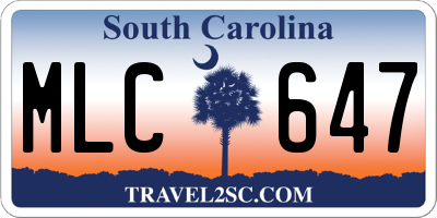 SC license plate MLC647