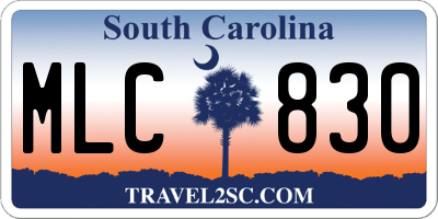 SC license plate MLC830