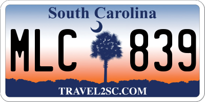 SC license plate MLC839