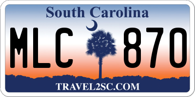 SC license plate MLC870