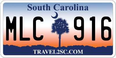 SC license plate MLC916