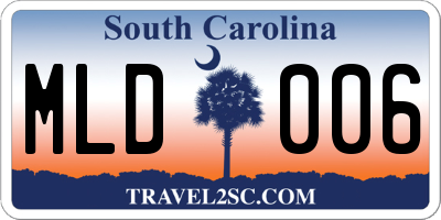 SC license plate MLD006
