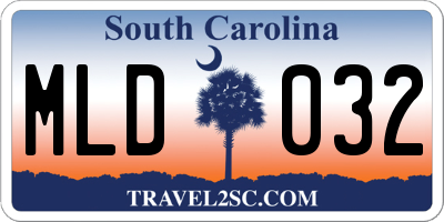 SC license plate MLD032