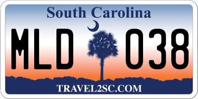 SC license plate MLD038