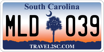 SC license plate MLD039