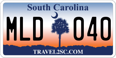 SC license plate MLD040