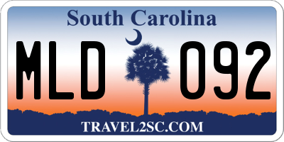 SC license plate MLD092