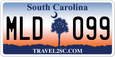 SC license plate MLD099