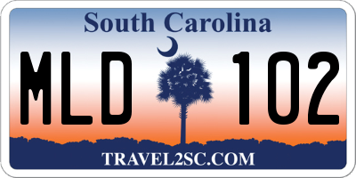 SC license plate MLD102