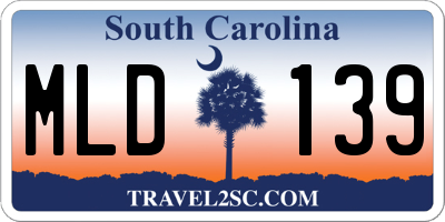 SC license plate MLD139