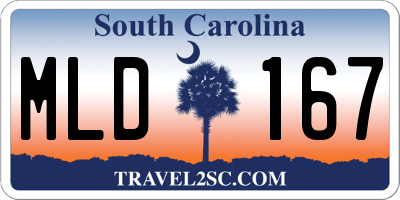 SC license plate MLD167