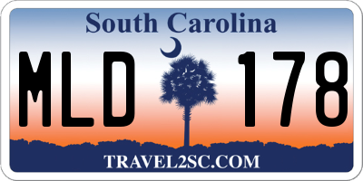 SC license plate MLD178