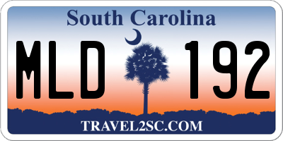 SC license plate MLD192