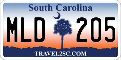 SC license plate MLD205